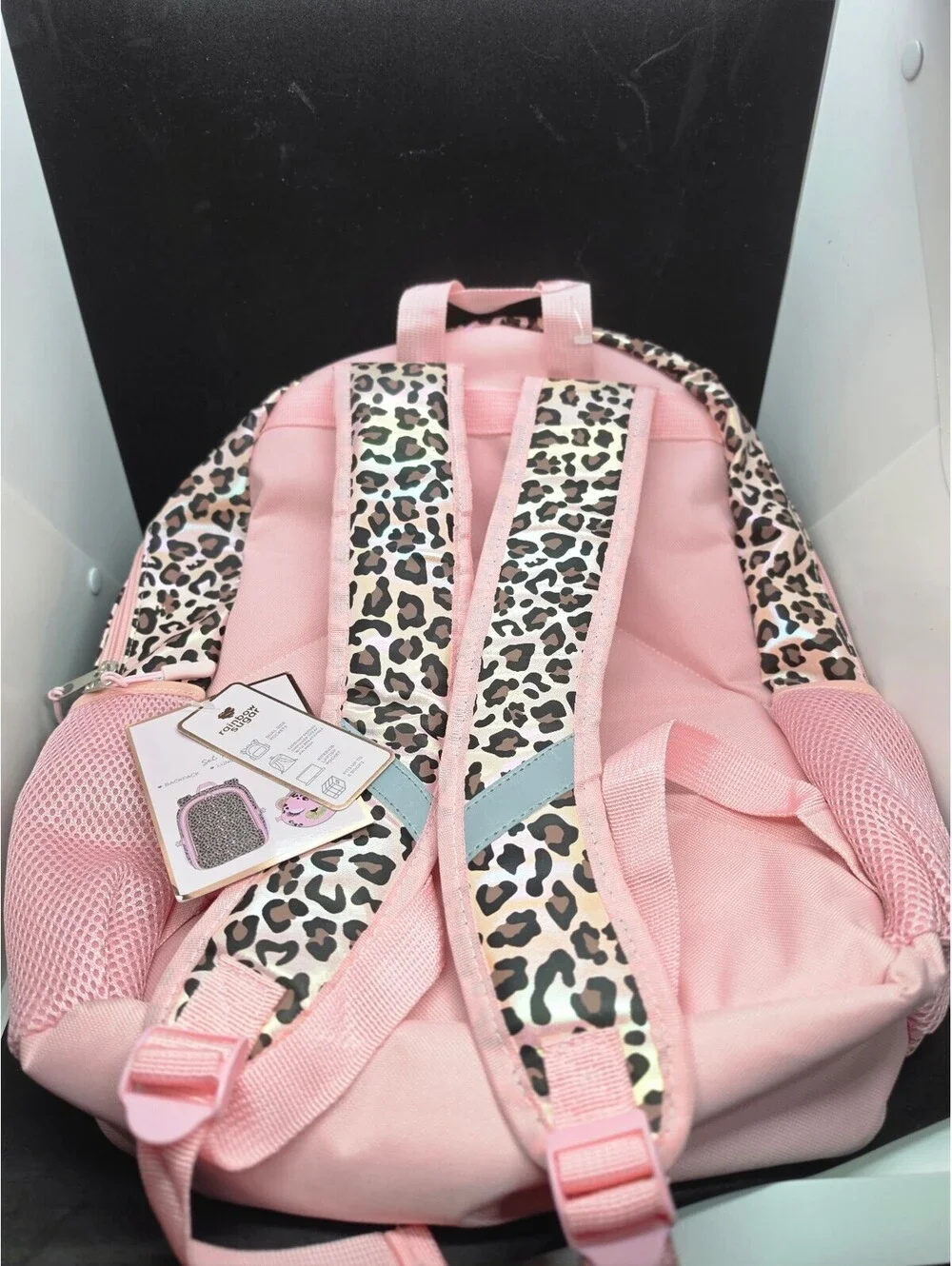 NEW Rainbow Sugar 3 PC Set Kids Backpack, Lunch Bag & Calculator - Pink Leopard